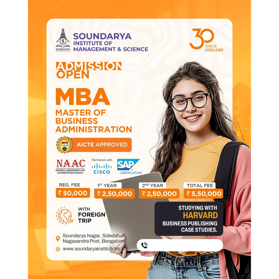 Admission Open For MBA at Soundarya Institute of Management and Science , Bengaluru/Bangalore